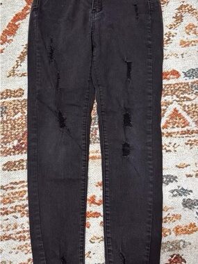 Wax Jean Black Distressed Skinny Jeans